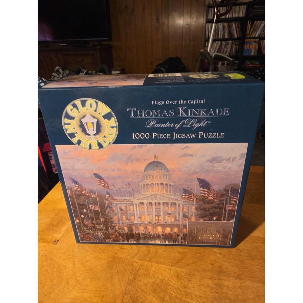 New Flags Over Capital 1000 Piece Glow In The Dark Jigsaw Puzzle Thomas Kinkade